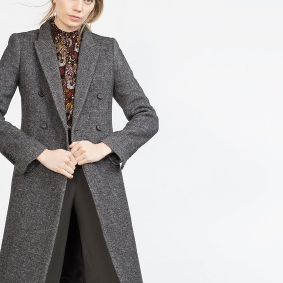 zara masculine herringbone coat